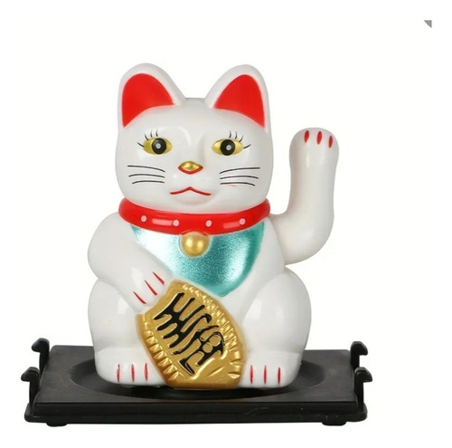 Gato De La Suerte Solar Maneki Neko Feng Shui Fortuna Mano