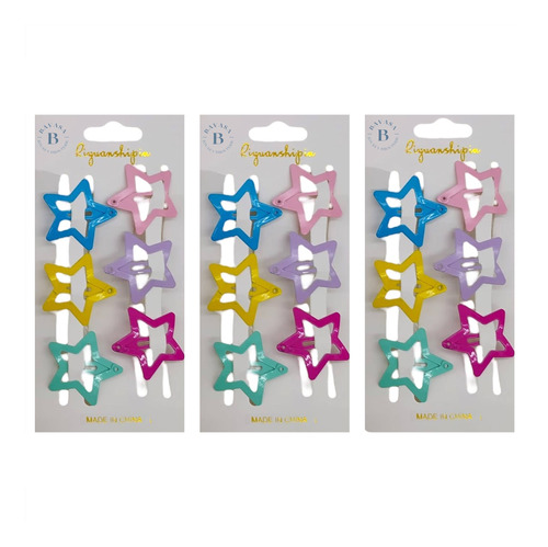 Hebillas Tic Tac Metálicas Para El Pelo X18 Colores Diseños