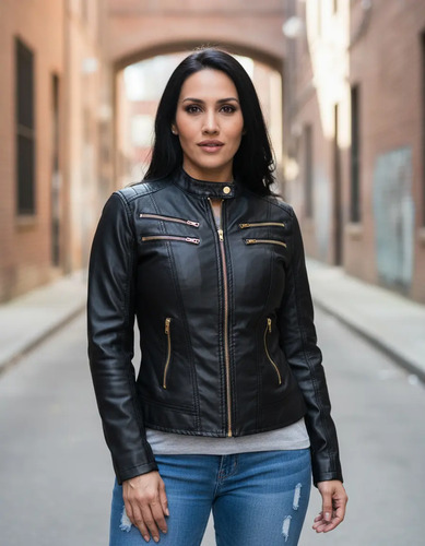 Chamarra Vinipiel Chaqueta De Moda Juvenil Dama Biker