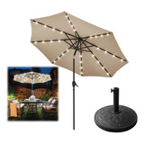 Sombrilla Solar Luz Leds Gazebo 2,7mts + Base Contrapeso 