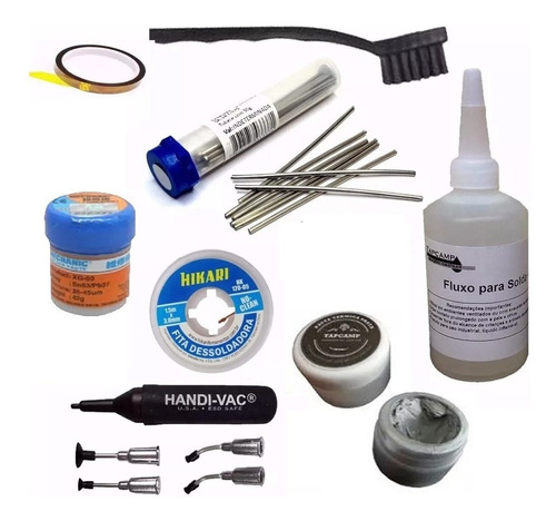 Kit Salva Chip Malha Fluxo Dessolda Solda Prata Vacuo Kapton