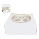 Caja Para 8 Cupcakes Blanca Con Visor Autoarmable
