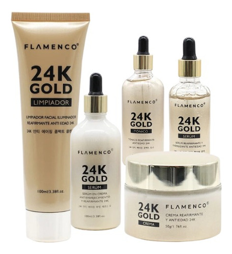 Kit 5 Piezas Línea Skin Care 24k Gold Flamenco