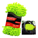 Esponja De Microfibra Chenille 2 En 1 Para Limpieza Auto Color Verde