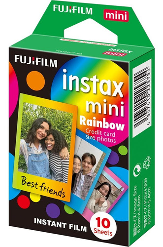 Filme Instax Mini Rainbow 10 Fotos Mini 9, 11, 12, Mini Link
