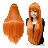 Mujer Naranja Pelucas De Pelo Largo Cosplay Peluca Recta