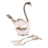 Elegante Juego De Cucharas Con Base De Cisne Para Café Y Fru