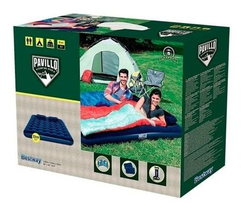 Colchon Inflable 2 Plazas + Inflador Y Almohadas 