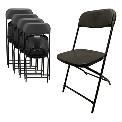 Silla Plegable Galestore 5pz Plastico Reforzada Eventos Fiestas Color Negro