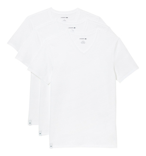 Pack X3 Playeras Lacoste En Algodón Cuello En V  Para Hombre