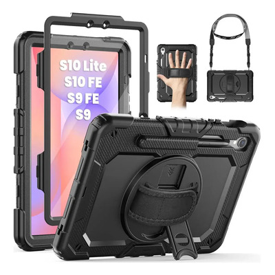 Mica+Funda Para Samsung Galaxy Tab S10 Lite\u002FS10 Fe\u002FS9 Fe 10.9inch 2025 Modelo (sm-x400\u002Fx406b\u002Fx520\u002Fx526b\u002Fx528u\u002Fx510\u002Fx516b\u002Fx518u)\u002FSamsung Tab S9 11inch 2023 Correa Y Soporte Giratorio De 360 | Meses sin interés