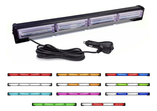 Barra Torreta Estrobo Codigo 4 Modulos Leds Cob Policia 60w