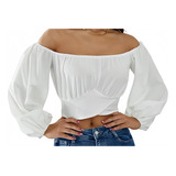 Blusa Crop Top Campesina Para Dama 