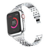 Malla De Reloj Strass P/ Apple Watch Se Serie 6 38 40mm Color Silver