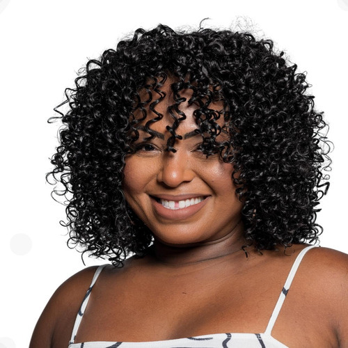 Peruca Afro Curta Fibra Idêntica Cabelo Humano Grisalha 