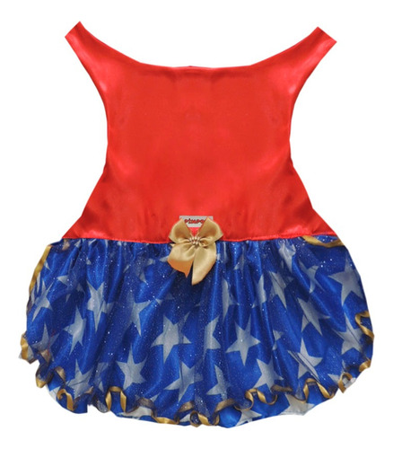 Vestido Fantasia Mulher Maravilha Roupa Pet Cachorro E Gato