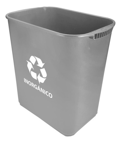 Bote De Basura Jumbo 26l Sin Asas Con Impresión Inorgánico Color Gris