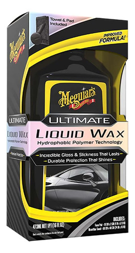Kit Meguiars Ultimate Liquid Wax G-18216 Cera Liquida, Cera, Toalla Y Espoja Aplicadora