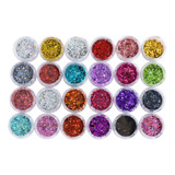 24 Glitter Encapsulado Flocado Pedrarias Caviar Strass Unhas Cor Hs-674