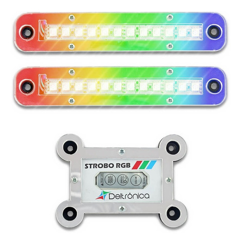 Kit 2 Strobo Para Som Automotivo 12 Super Led Rgb Deltrônica