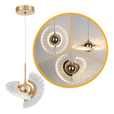 Luminária Pendente Cristal Disco Voador Quarto Dourado Lindo