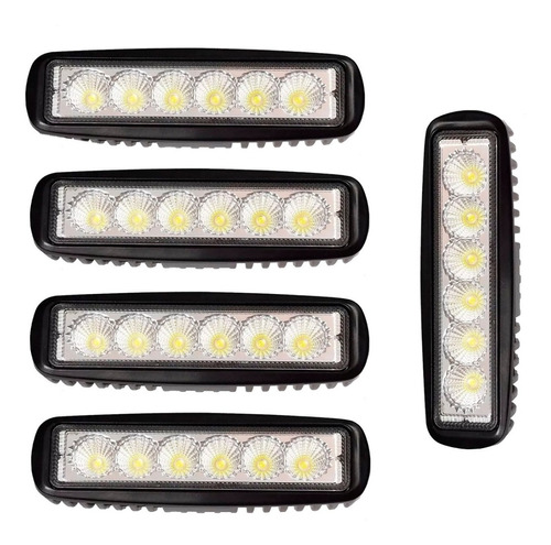 Kit 5 Faros Barra 6 Leds Luz Auxiliar Accesorio Tractor 