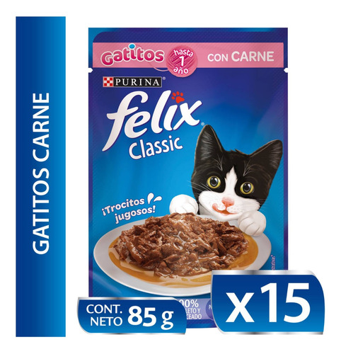 Purina Felix Sachet Gatito Carne 85gr X15 Und | Mdr