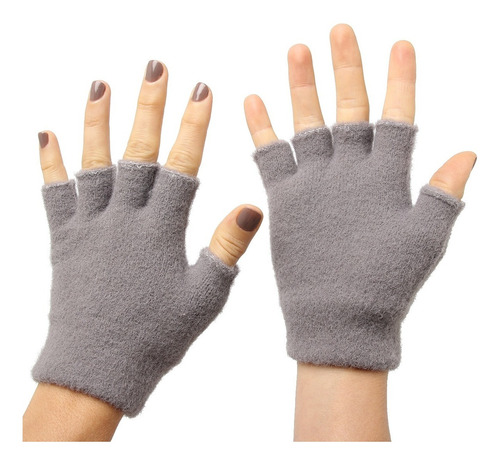 Guantes De Mujer Mitones Sin Dedos Lana Angora Pemium Import