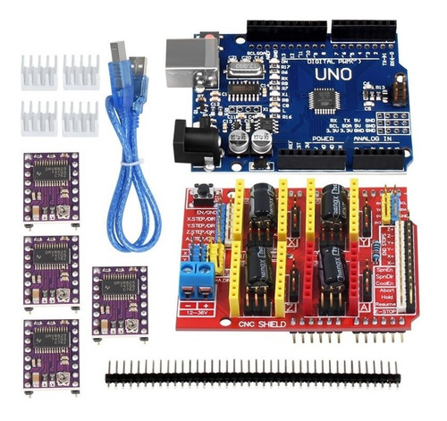 Kit Shield Cnc V3 + Uno R3 Mega328p + 4 Driver Drv8825 Grbl