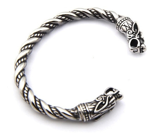 Pulsera Vikinga Dragon Nordico Titanio Silver Moda 2022