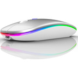 Mouse Inalámbrico Peibo Bluetooth Usb , C/ Luz Led, Plateado