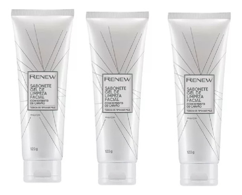 Sabonete Gel Limpeza Facial Renew Clean Avon 150g Kit 3 Unid