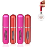 4 Mini Atomizador Para Perfume Recargable Capsula Viaje Rojo