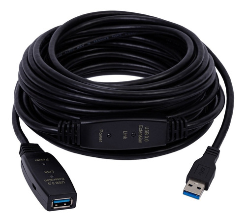 Cabo Extensor Usb Versão 3.0 Amplificado Ativo 10 Metros Cor Preto