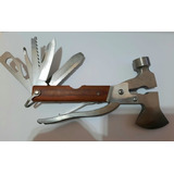 Martillo Hacha Pinza Multifuncion Acero Inox Madera C/ Funda