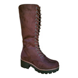 Botas Largas Bucaneras De Gamuza Mujer Casual - 7130