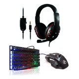 Kit Gamer Teclado Iluminado Mouse Game 7b Headset Pc Ps4 Lol