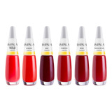 Kit Esmalte Impala Atacado Manicure Tons Vermelho 6 Cores