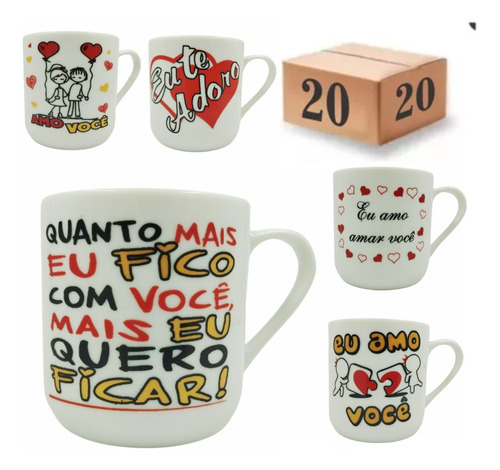 Caneca Porcelana Datas Especiais Atacado Revenda Kit 20 Und 