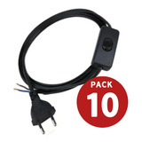 Pack 10 Cables Lampara Con Interruptor Y Enchufe Negro 1,5 M