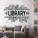 Vinil Decorativo Library Biblioteca Educativa Palabras