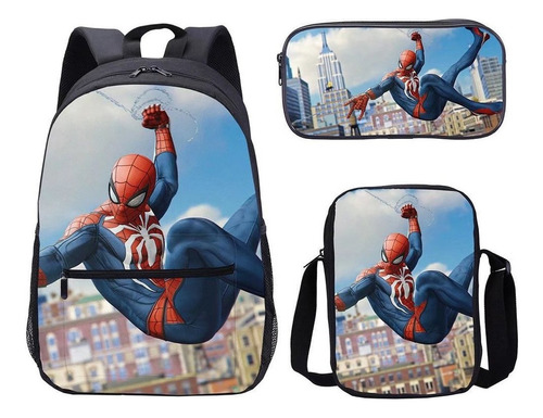 Mochila Escolar Con Diseño De Spiderman 3pcs