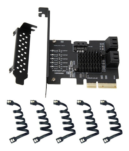 Placa Pci-e Controladora Sata 3.0 5 Portas + 5 Cabos 6gbs.