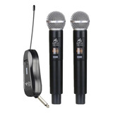 Microfono Doble Inalambrico Uhf 16 Canales Receptor Plug