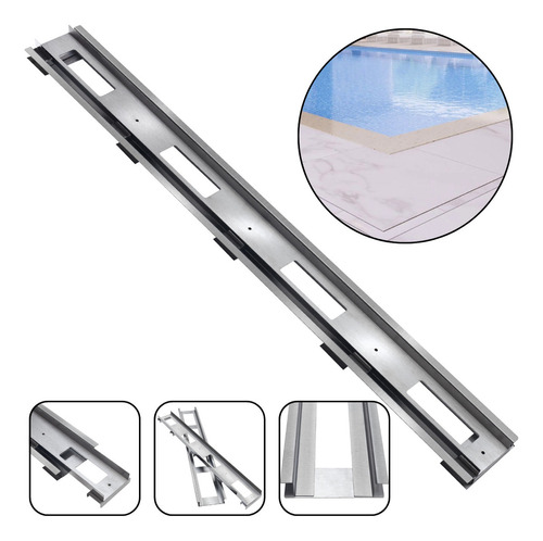 Ralo Linear Oculto 1000mm X 100mm Invisível Inox 304 Piscina