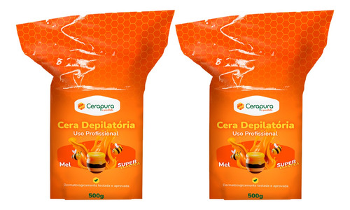 Kit 2 Cera Depilatoria Mel Standard - 500g (cerapura)