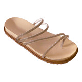 Sandália Feminina Rasterinha Papete Flatform Luxo Strass