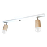 Aplique Riel 56cm 2 Luces Madera Movil + Lampara Led E27 