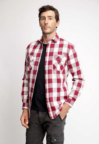 Camisa Hombre Checkered Indiana Fj Rojo Fw 2023 Ferouch