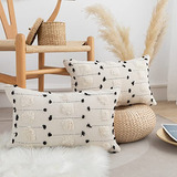 Set Of 2 Boho Lumbar Pillow Covers Decorative Woven Thr...